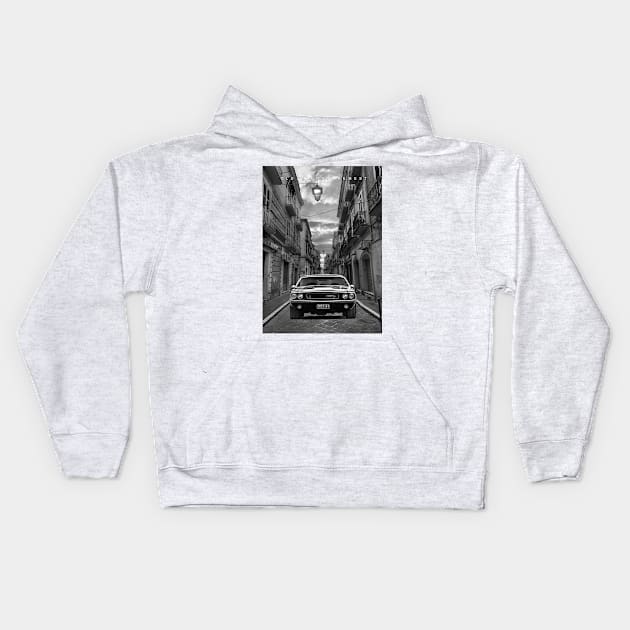 Classic Car in Greyscale Kids Hoodie by Alkahfsmart